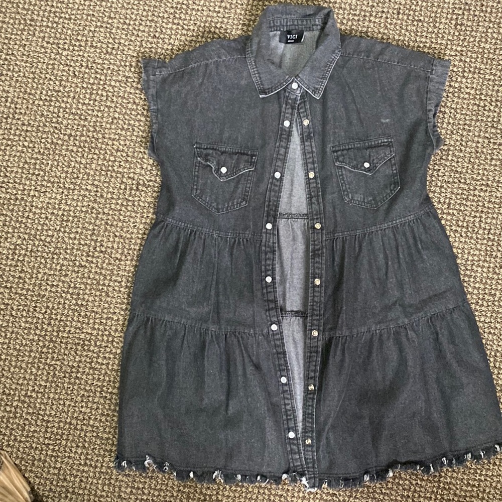 Vici button up mini dress